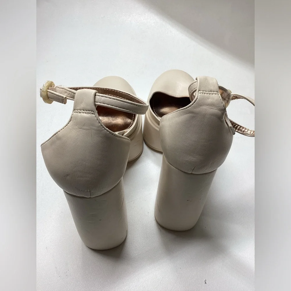Sam Edelman Women’s Cream Platform Block Heel Ankle-Strap Pumps